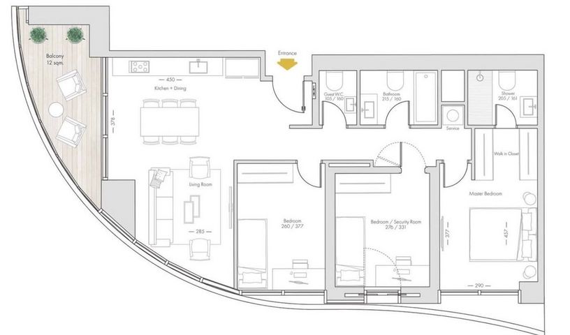 דירה, גרציאני יצחק 8, גני שרונה, קרית הממשלה, תל אביב יפו