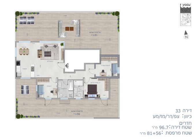 גג/ פנטהאוז, אריה לייב יפה, הרצליה הירוקה, נווה עובד, הרצליה