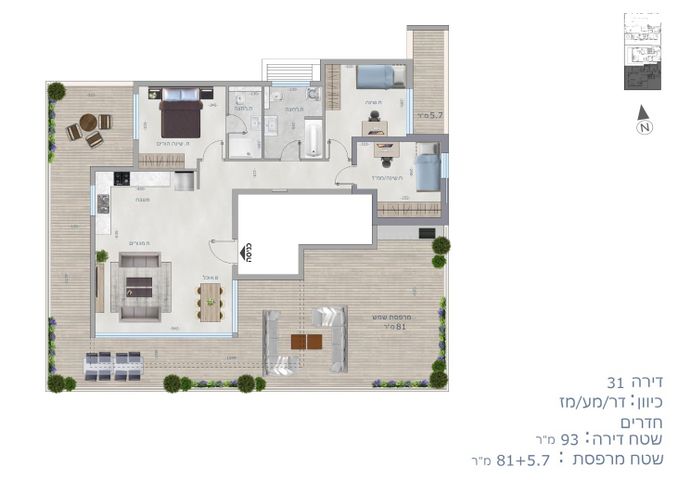 גג/ פנטהאוז, הרצליה הירוקה, נווה עובד, הרצליה