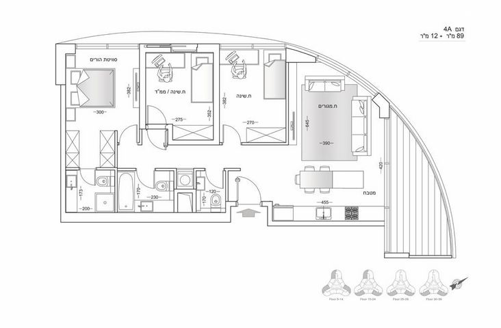 דירה, גרציאני יצחק, גני שרונה, קרית הממשלה, תל אביב יפו