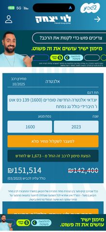 מודעת רכב יונדאי אלנטרה