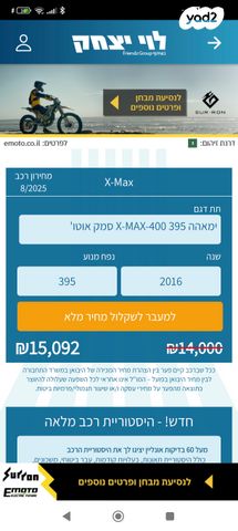 מודעת רכב ימאהה X-Max 400