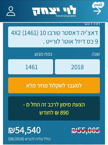 מודעת רכב דאצ'יה דאסטר