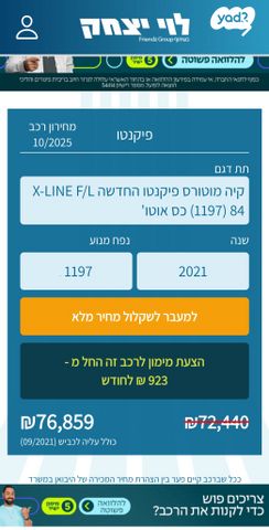 מודעת רכב קיה פיקנטו