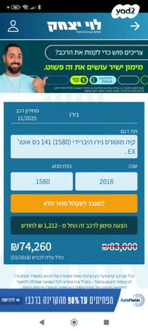 מודעת רכב קיה נירו