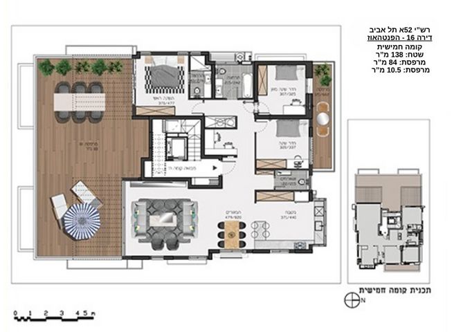 גג/ פנטהאוז, רש"י 52, לב תל אביב, לב העיר צפון, תל אביב יפו