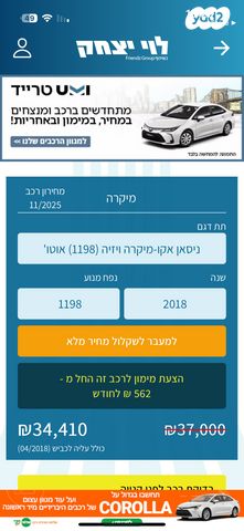 מודעת רכב ניסאן מיקרה