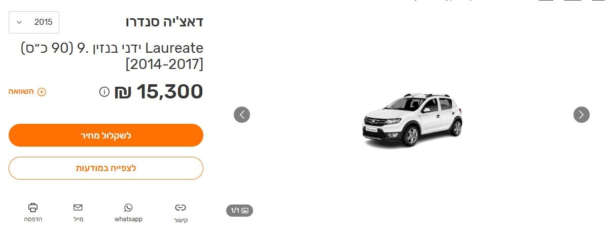 מודעת רכב דאצ'יה סנדרו