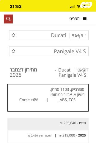 דוקאטי פניגאלה V4S