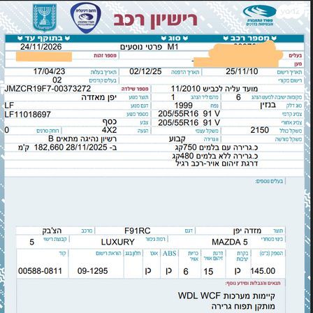 מודעת רכב מאזדה 5