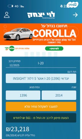 מודעת רכב יונדאי i20