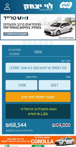 מודעת רכב פיג'ו 3008