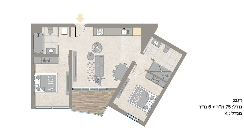 דירה, גרציאני יצחק 10, גני שרונה, קרית הממשלה, תל אביב יפו