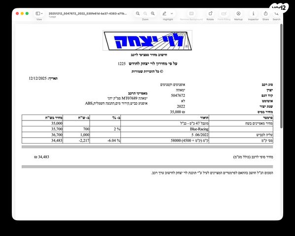 מודעת רכב ימאהה MT 07