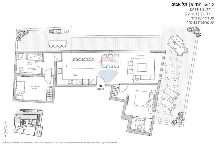גג/ פנטהאוז, פרופ' שור 8, הצפון החדש - כיכר המדינה, תל אביב יפו