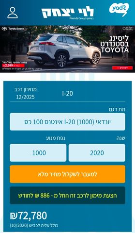 מודעת רכב יונדאי i20