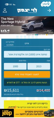 מודעת רכב טויוטה אייגו