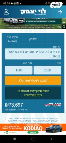 מודעת רכב יונדאי איוניק