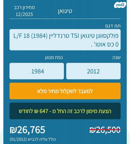 מודעת רכב פולקסווגן טיגואן