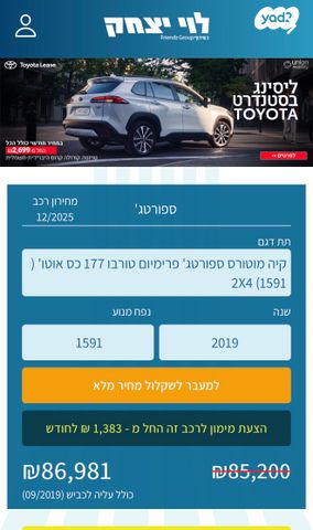 מודעת רכב קיה ספורטז'