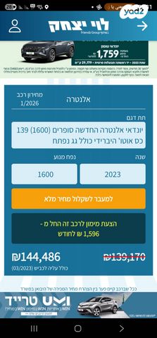 מודעת רכב יונדאי אלנטרה