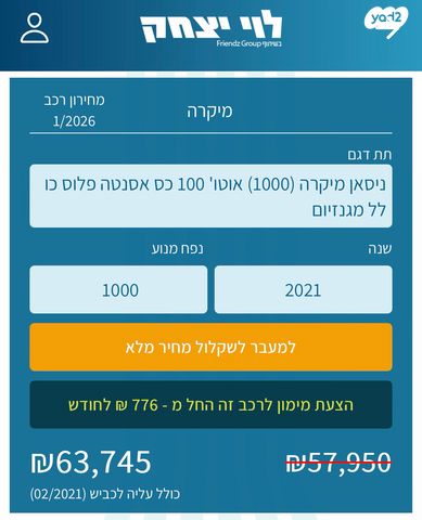 מודעת רכב ניסאן מיקרה