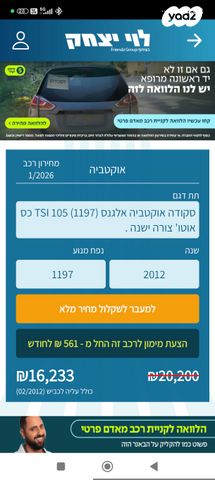 מודעת רכב סקודה אוקטביה