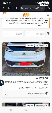 מודעת רכב יונדאי איוניק