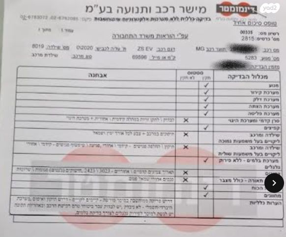 מודעת רכב אם ג'י ZS