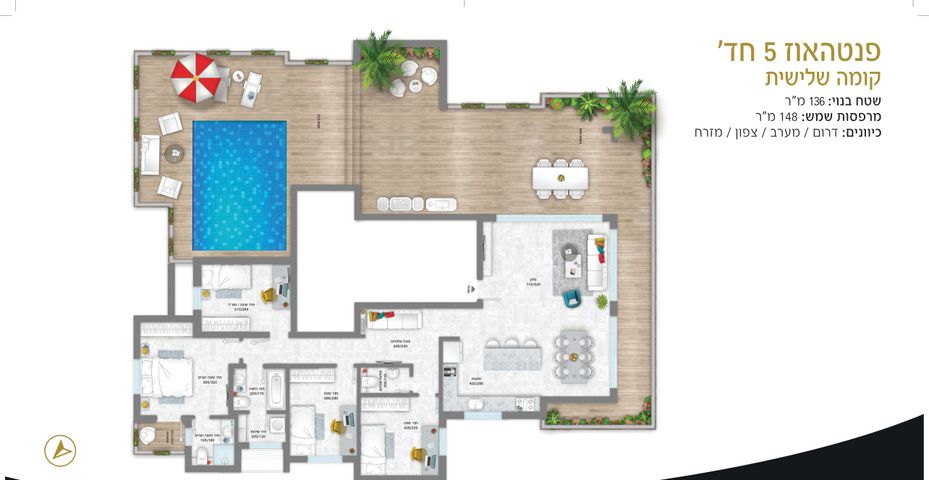 גג/ פנטהאוז, הרב טביב 13, נתניה