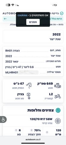 מודעת רכב הונדה CB650R