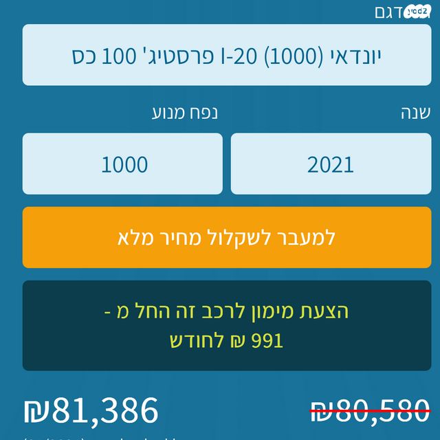 מודעת רכב יונדאי i20