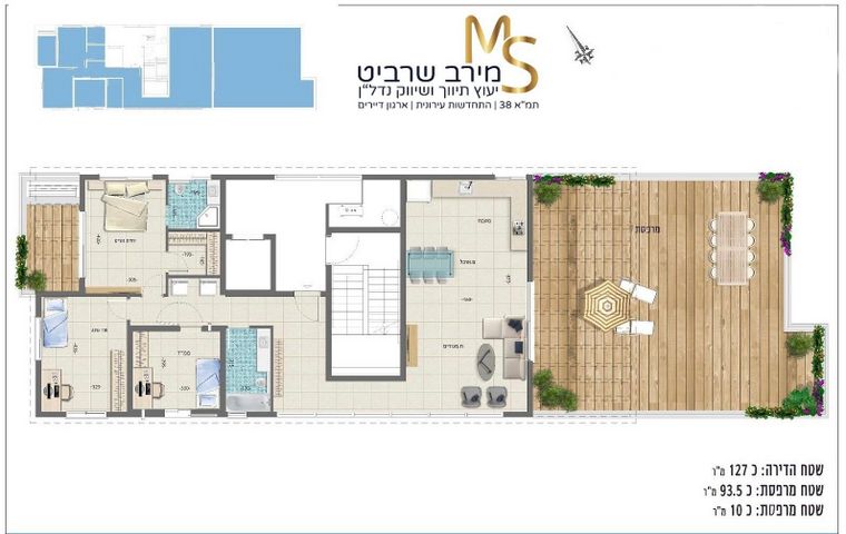 גג/ פנטהאוז, בנימין ד'ישראלי, אחוזה, חיפה