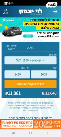 מודעת רכב סוזוקי סוויפט