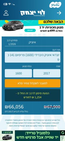 מודעת רכב יונדאי איוניק
