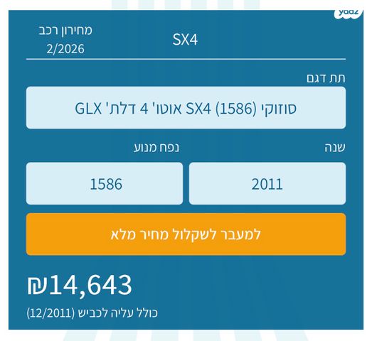 מודעת רכב סוזוקי SX4