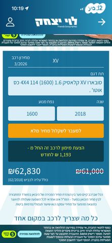מודעת רכב סובארו XV