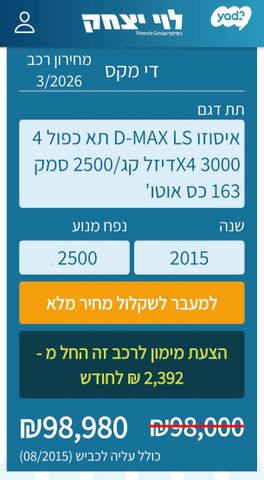 מודעת רכב איסוזו די-מקס