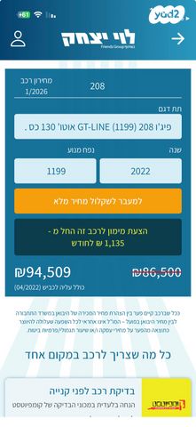 מודעת רכב פיג'ו 208