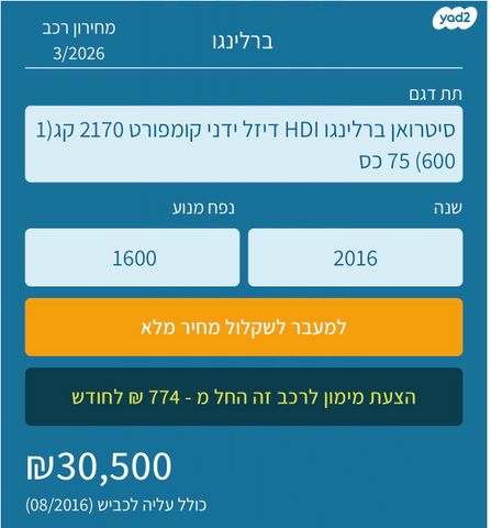 מודעת רכב סיטרואן ברלינגו 