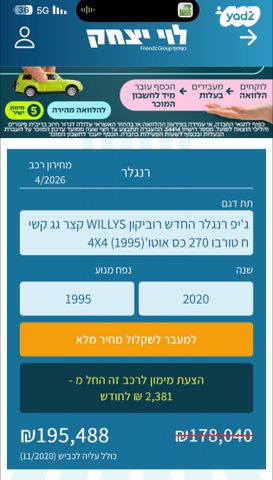 מודעת רכב ג'יפ רנגלר