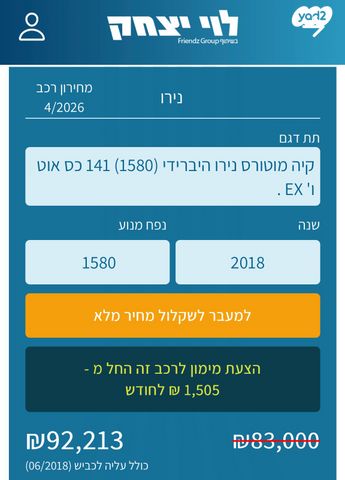 מודעת רכב קיה נירו