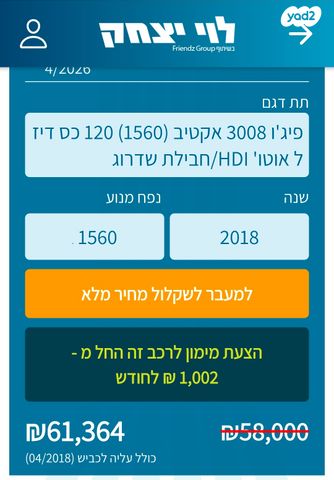 מודעת רכב פיג'ו 3008