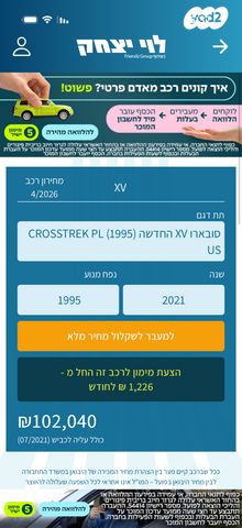 מודעת רכב סובארו XV