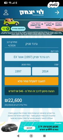 מודעת רכב רנו סניק