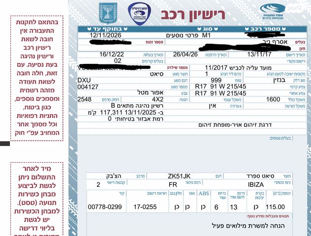 מודעת רכב סיאט איביזה