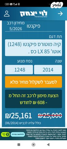 מודעת רכב קיה פיקנטו