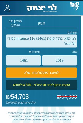 מודעת רכב רנו מגאן