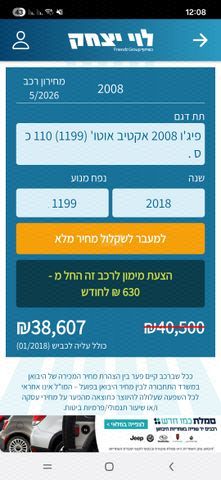 מודעת רכב פיג'ו 2008