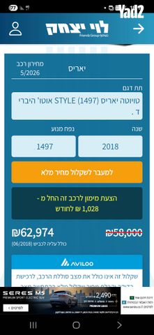 מודעת רכב טויוטה יאריס
